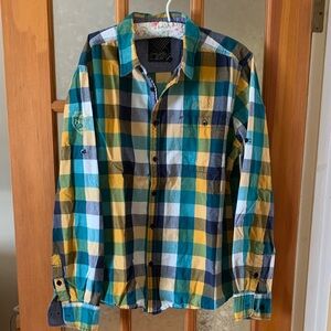 3/25$ Men's Blue and Yellow Plaid Shirt 100% cotton